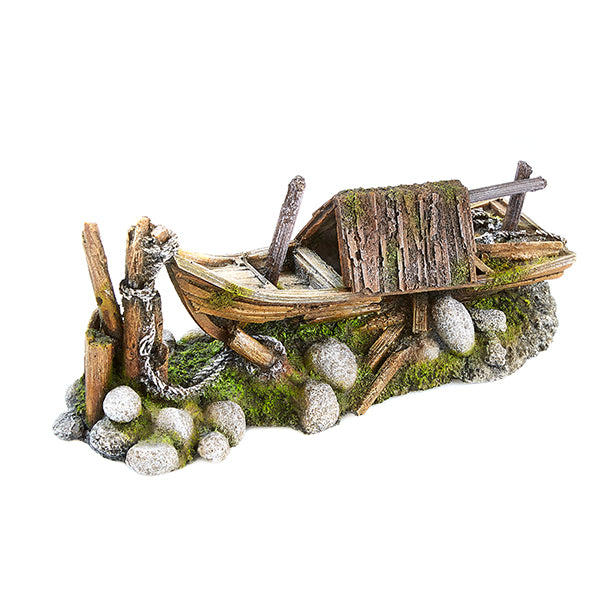 decoração aquário "moored fishing boat" 25,5x9,2x11 cm