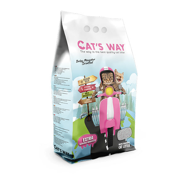 litter aglomerante p/ gatos "cats way" baby powder