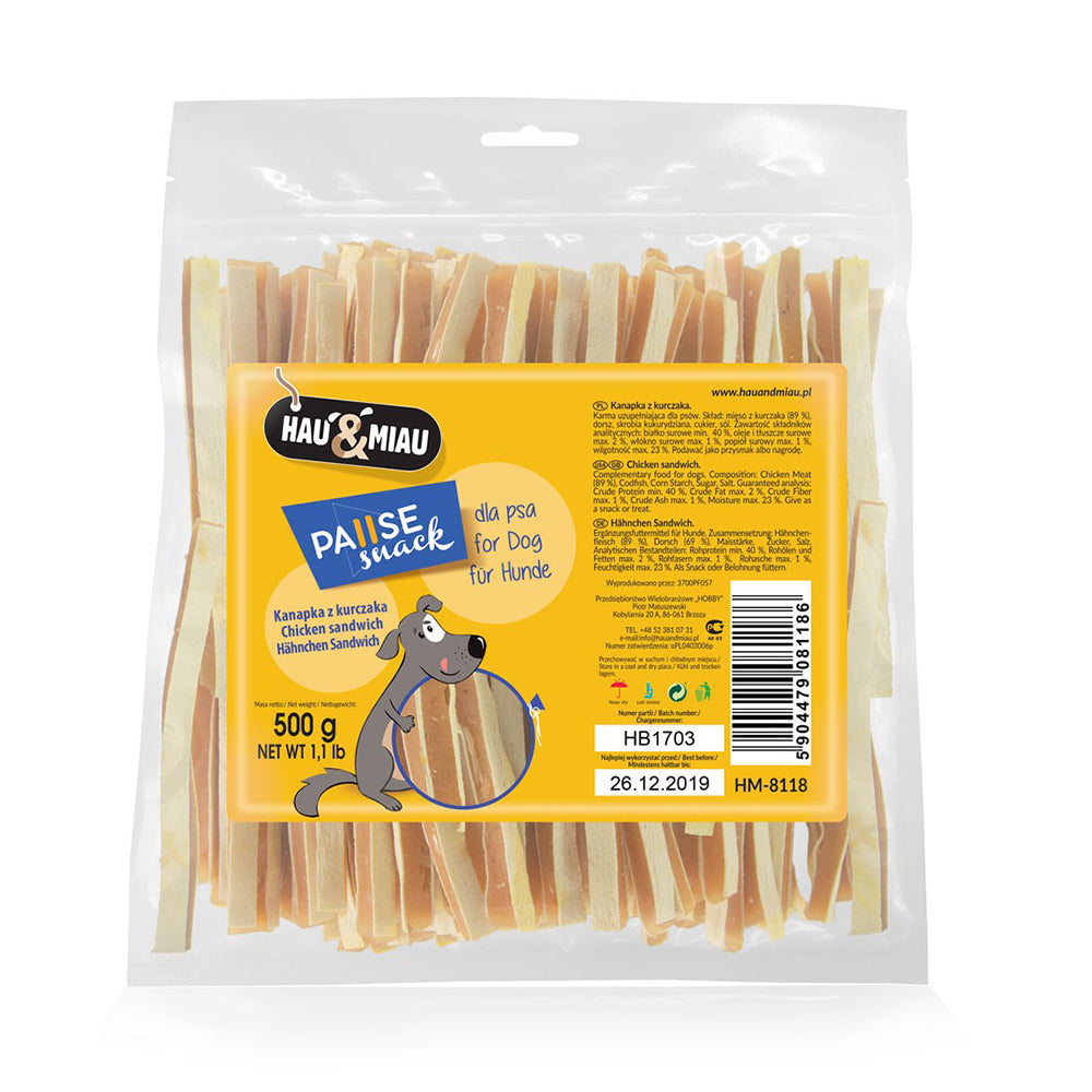 snack natural "chicken sandwiches" - galinha - 500g