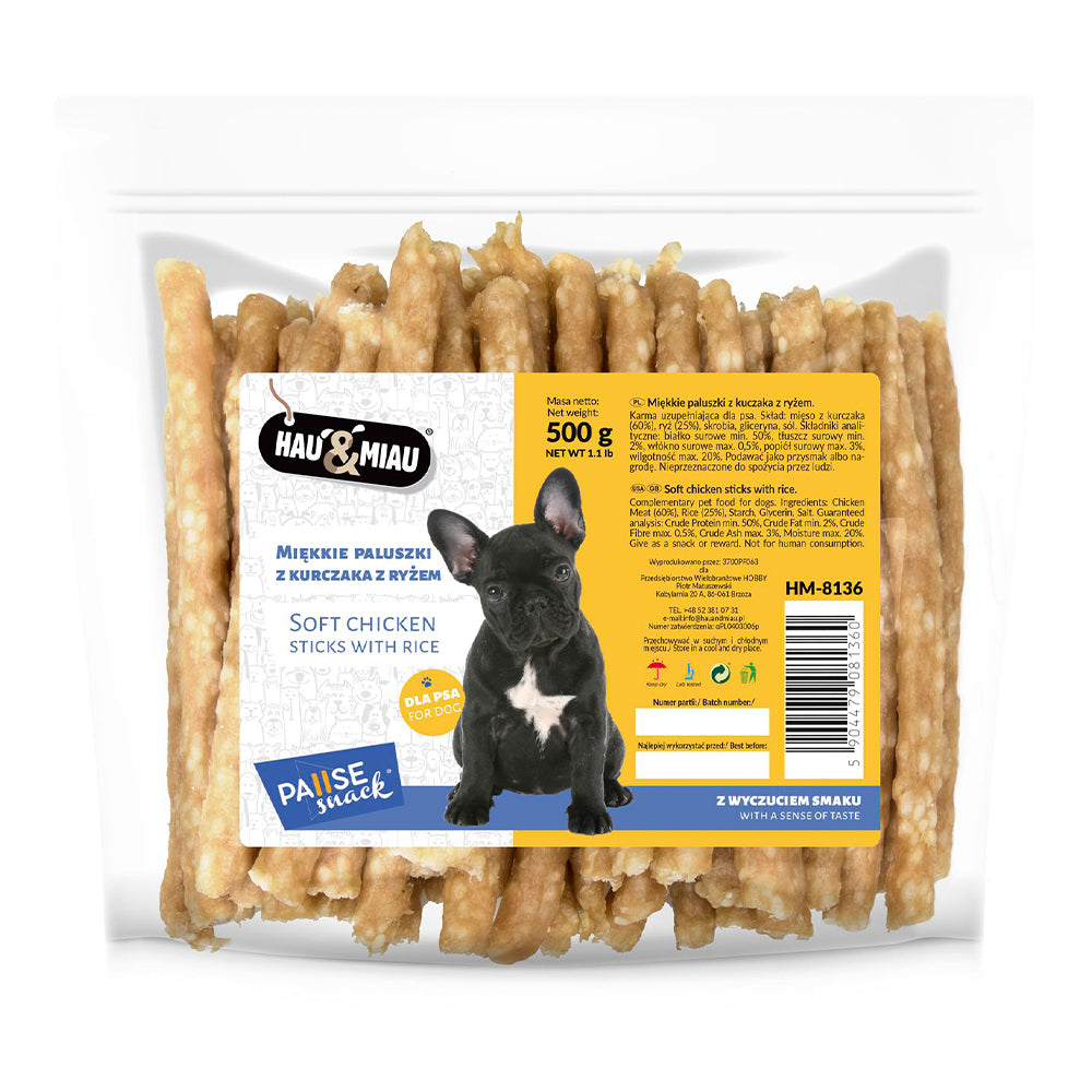 snack natural "soft chicken sticks with rice" - galinha - 500g