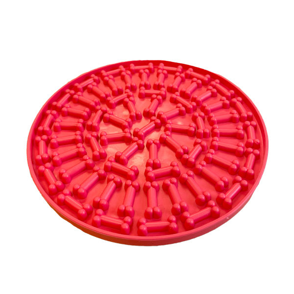 tapete silicone "pet lick mat circle" - 15x7 cm - vermelho