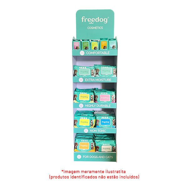 expositor colecção toalhitas freedog