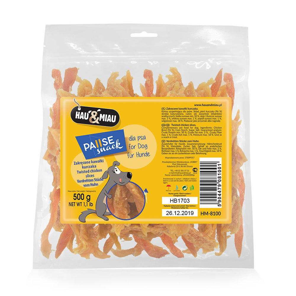 snack natural "twisted chicken slices" - galinha - 500g