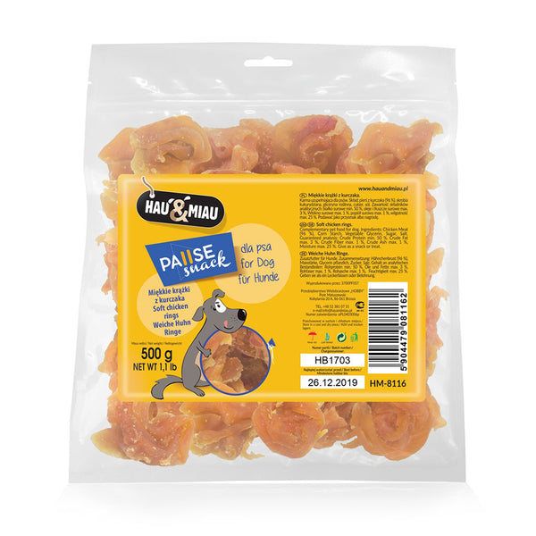 snack natural "soft chicken rings" - galinha - 500g