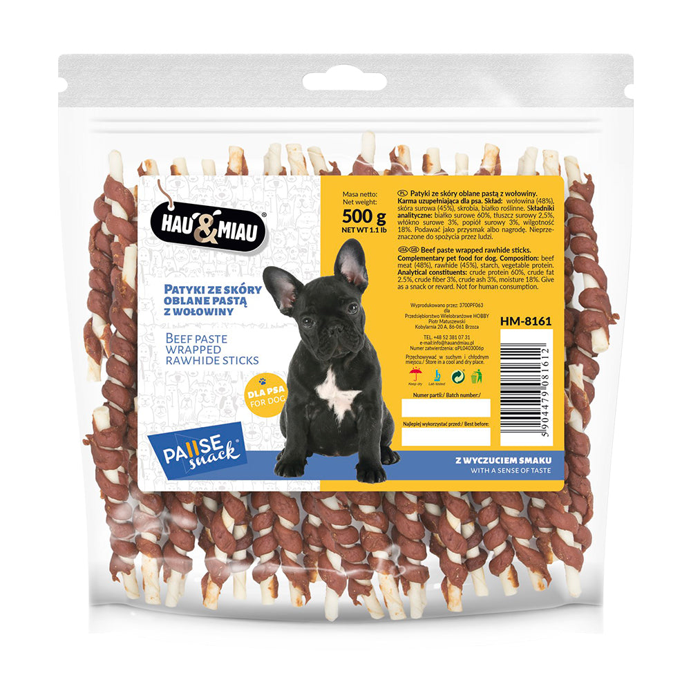 snack natural "beef paste wrapped rawhide sticks" - vaca - 500g