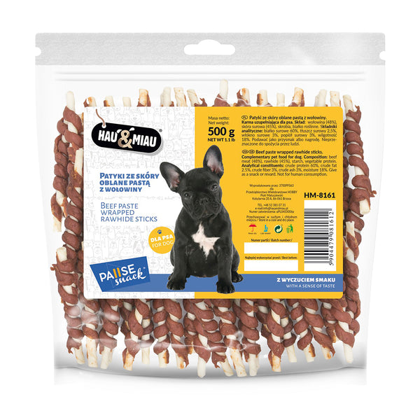 snack natural "beef paste wrapped rawhide sticks" - vaca - 500g