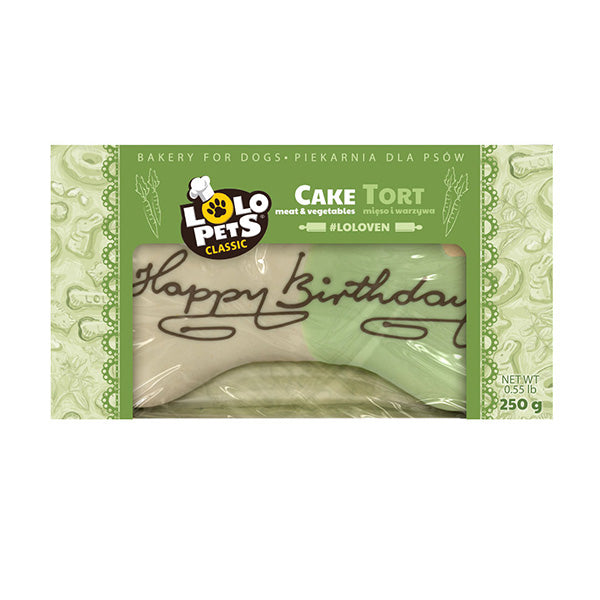 bolo p/ cão "happy birthday" - carne e vegetais - 250g