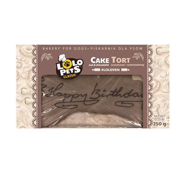 bolo p/ cão "happy birthday" - nozes e chocolate - 250g