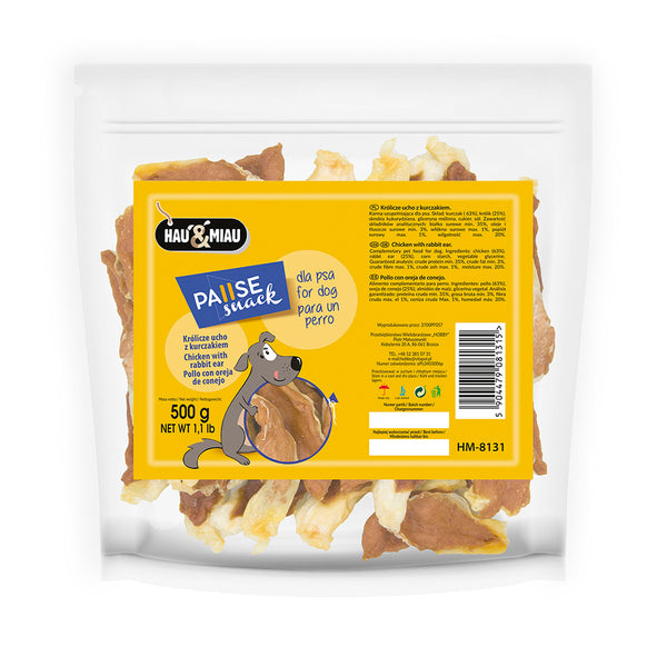 snack natural "rabbit ear with chicken" - coelho/galinha - 500g