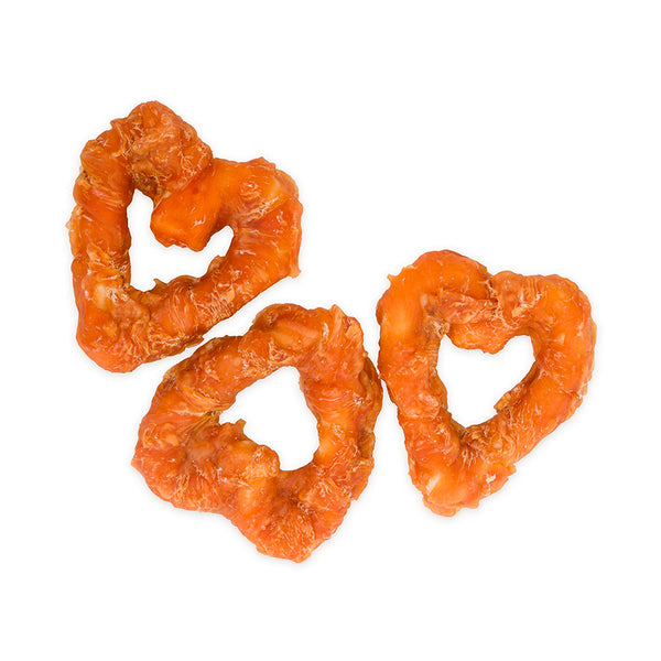 snack natural "chicken wrapped hearts" 10cm - galinha - 500g