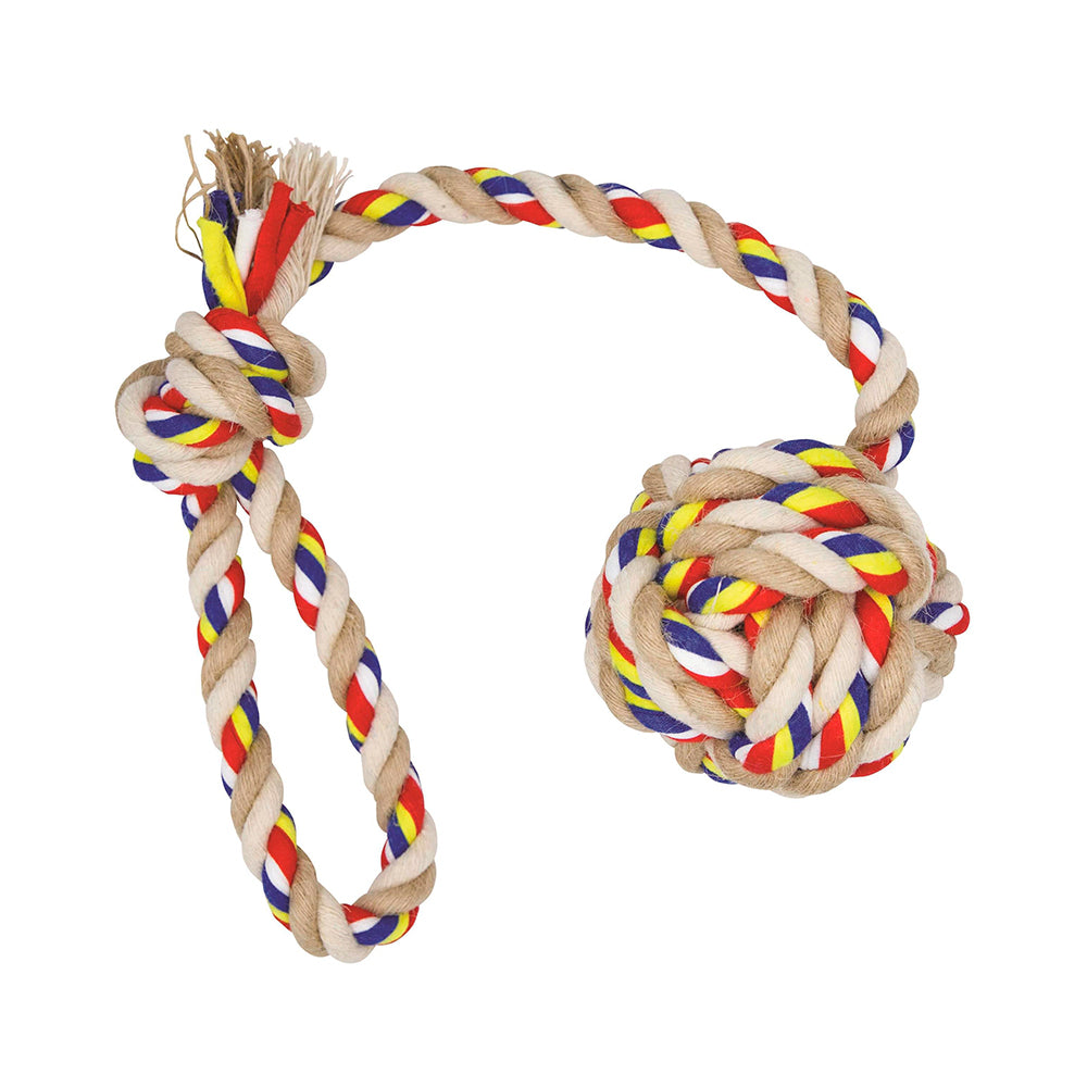 brinquedo cão "braided rope loop knot ball - algodão juta" - 5x40 cm