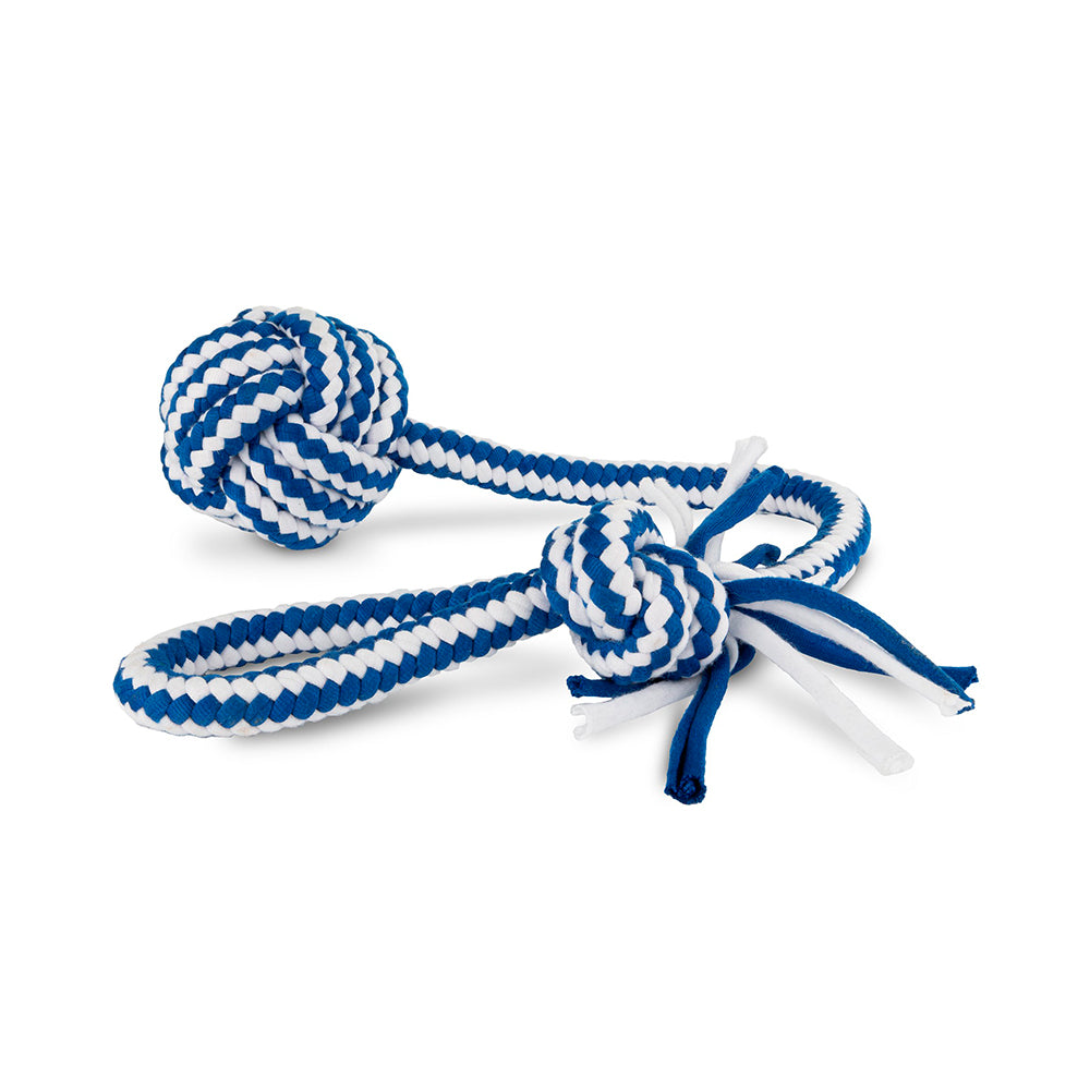 brinquedo cão "rope ball white-blue" - 6,5x45 cm