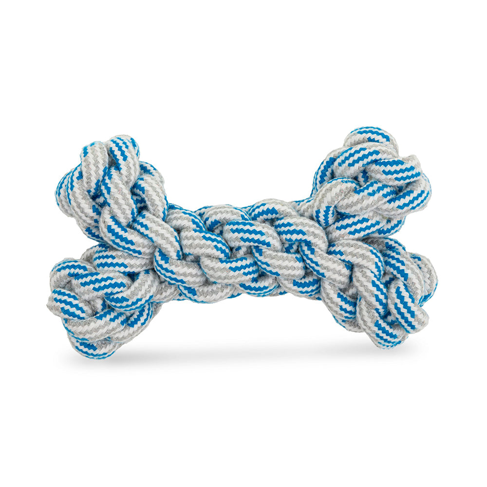 brinquedo cão "thick rope bone white-blue" - 10x17 cm