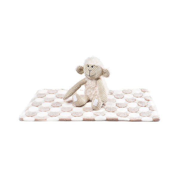 brinquedo cão "plush sheep" 27x23 cm c/ manta 70x60 cm