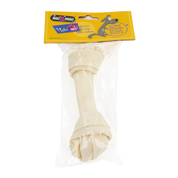 ossos pele vaca brancos c/ nós - 16,5cm (60g) - 1 unidade