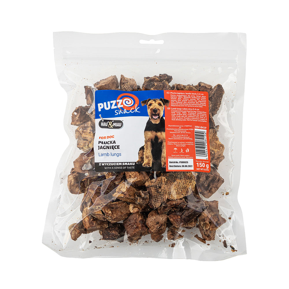 snack natural "lamb lung cubes" 3-4cm - borrego - 150g