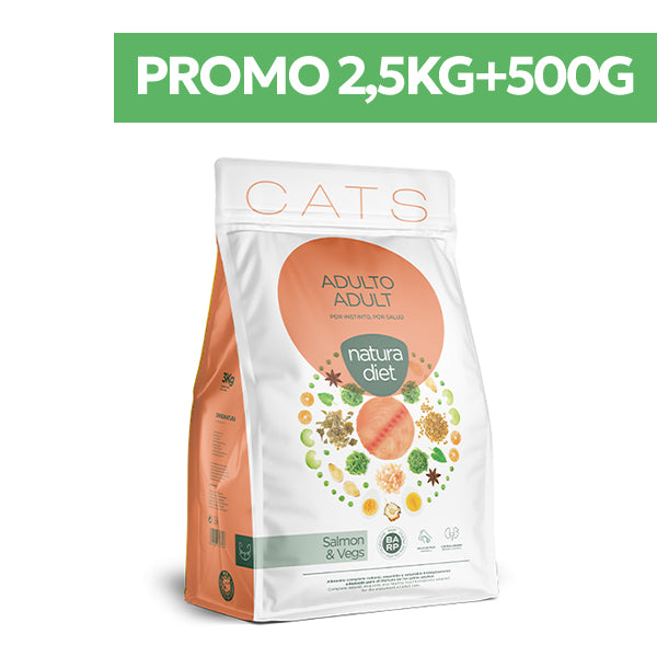 natura diet cat adult salmon - promo 2,5kg + 500g