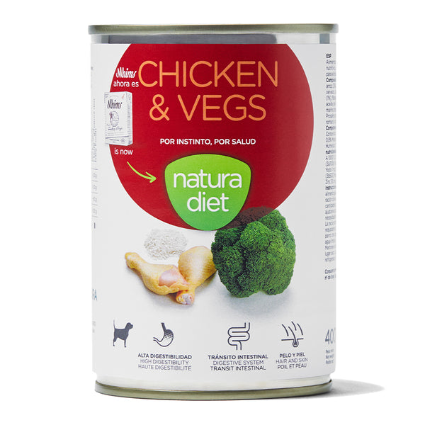 natura diet dog chicken & vegs 400 gr - cx 12 un.