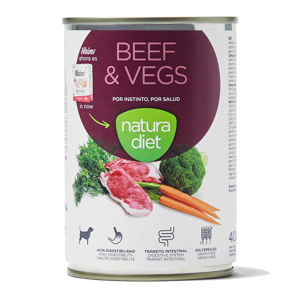 natura diet dog beef & vegs 400 gr - cx 12 un.