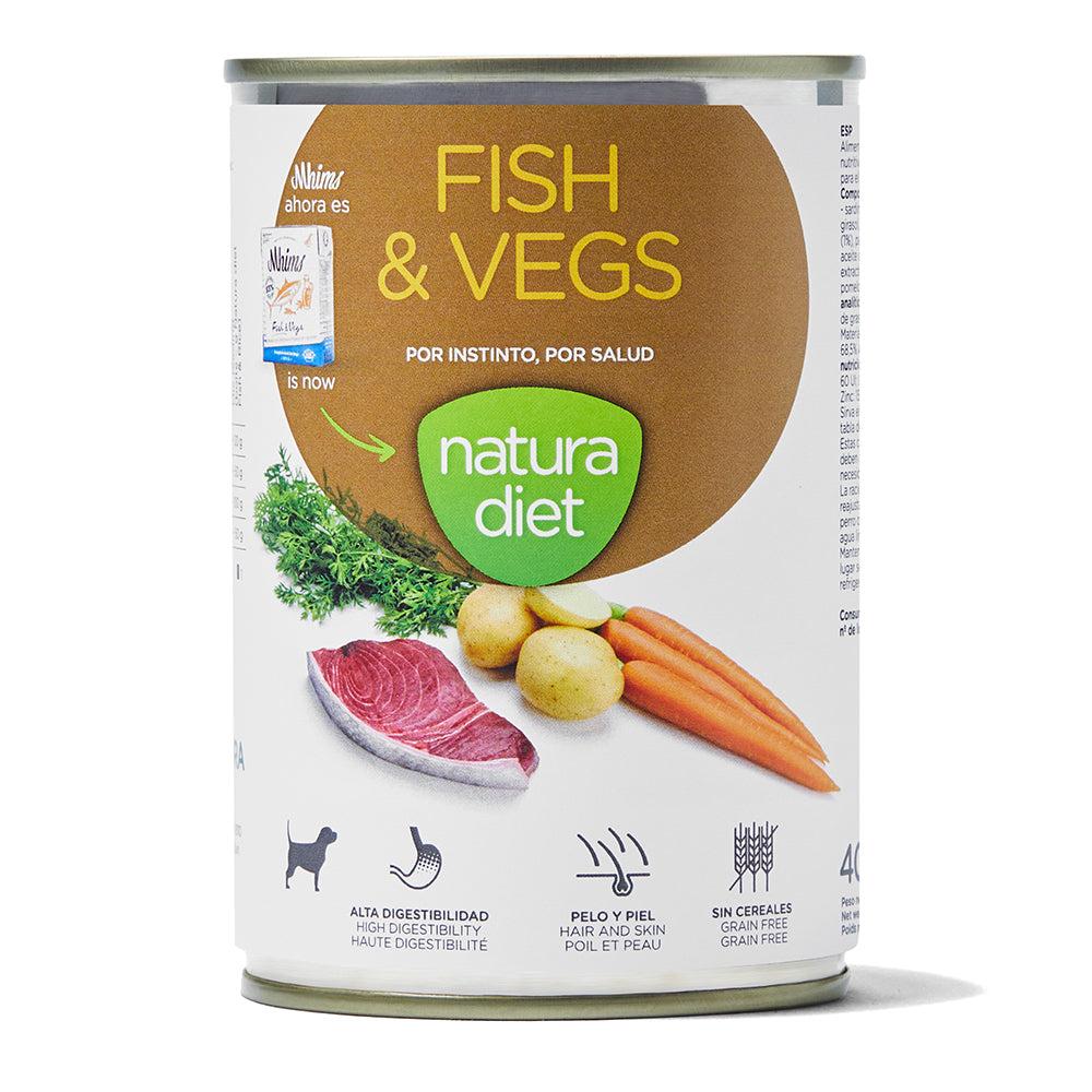 natura diet dog fish & vegs 400 gr - cx 12 un.