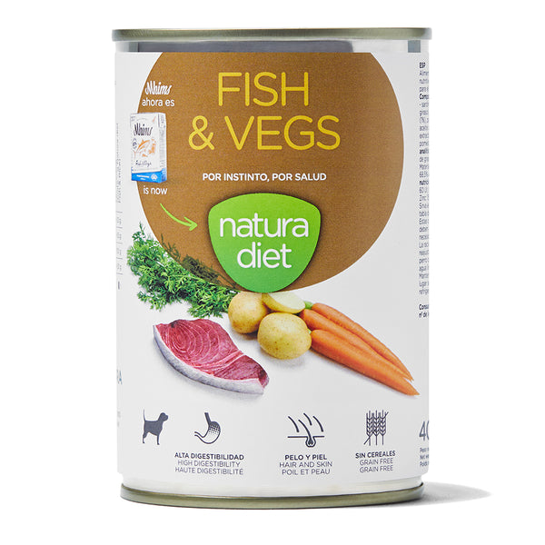 natura diet dog fish & vegs 400 gr - cx 12 un.