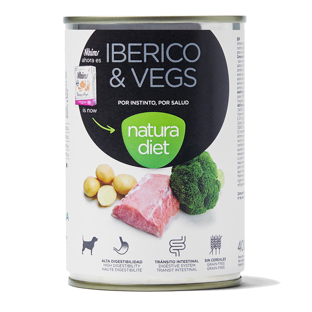 natura diet dog iberian & vegs 400 gr - cx 12 un.
