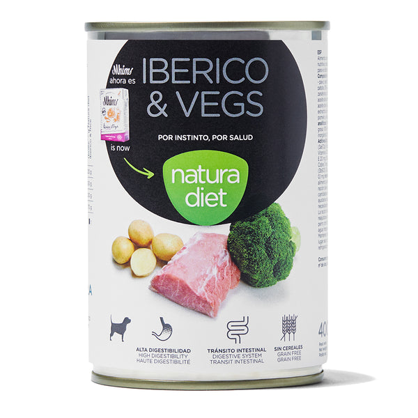 natura diet dog iberian & vegs 400 gr - cx 12 un.