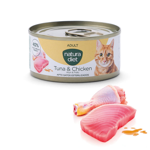 natura diet cat paté adult tuna & chicken 85g - cx 24 un