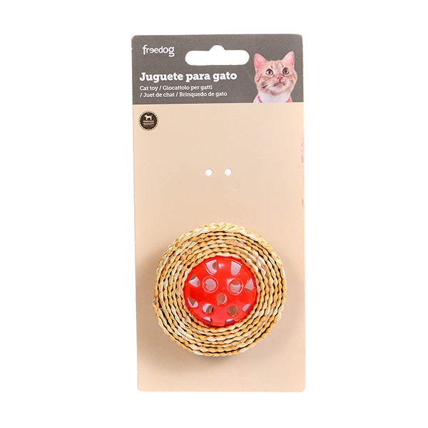 brinquedo gato - bola vermelha c/ fita - 7x7cm