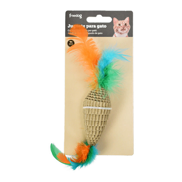 brinquedo gato - kraft piña c/ plumas - 15x3,5cm