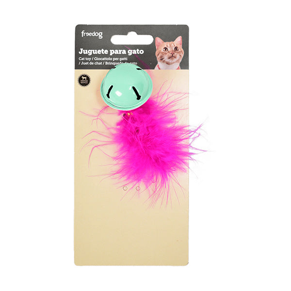 brinquedo gato - bola guizo c/ plumas - 10x3,8cm