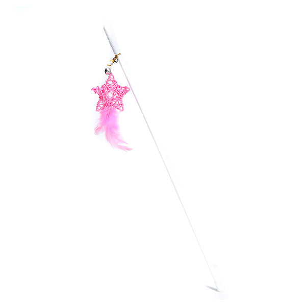 brinquedo gato - stick star c/ plumas - 45cm