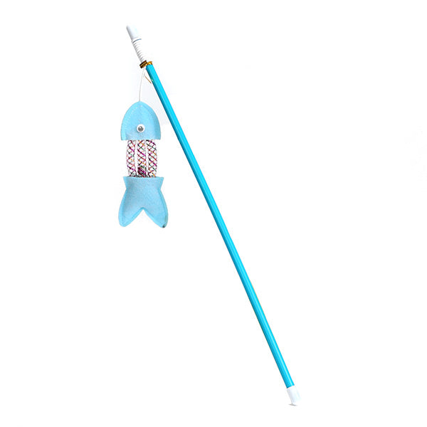 brinquedo gato - stick peixe azul - 40cm