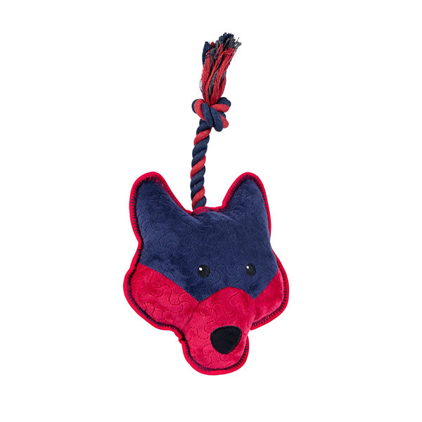 brinquedo peluche - tough fox c/ som e corda - 34x21 cm
