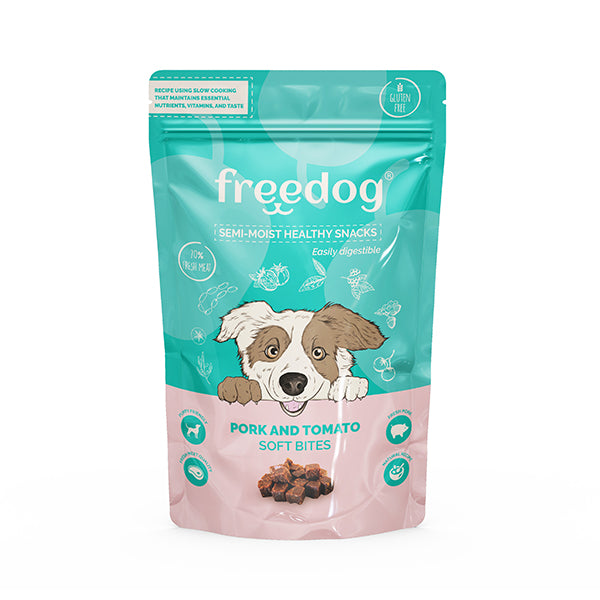 freedog snack semi-húmido porco e tomate 100gr