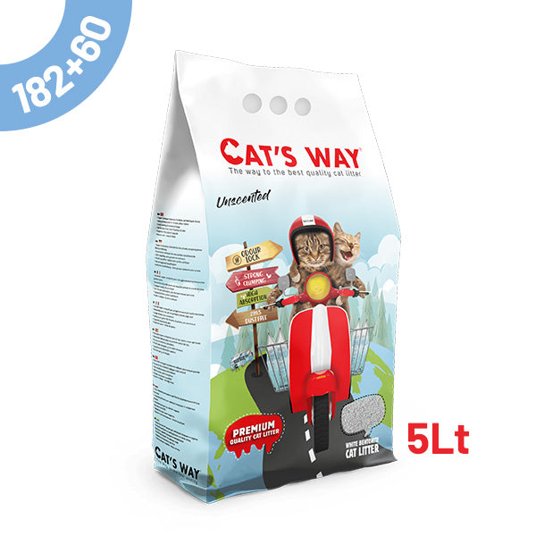 pack litter aglomerante cat's way - unscented 5lt - 182+60 oferta