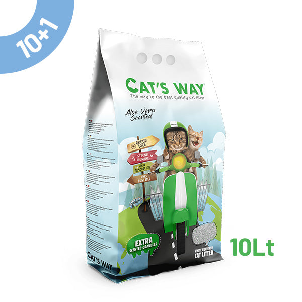 pack litter aglomerante cat's way - aloe vera 10lt - 10+1 oferta