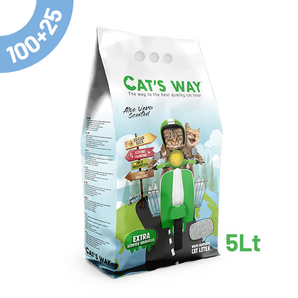 pack litter aglomerante cat's way - aloe vera 5lt - 100+25 oferta
