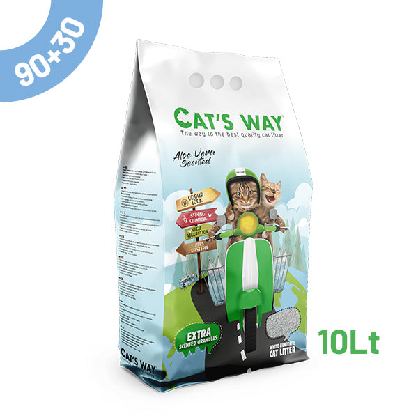 pack litter aglomerante cat's way - aloe vera 10lt - 90+30 oferta
