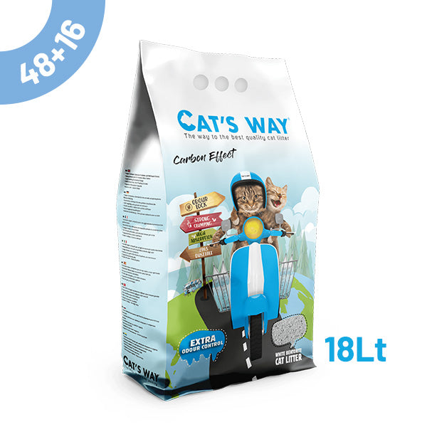 pack litter aglomerante cat's way - carbon effect 18lt - 48+16 oferta