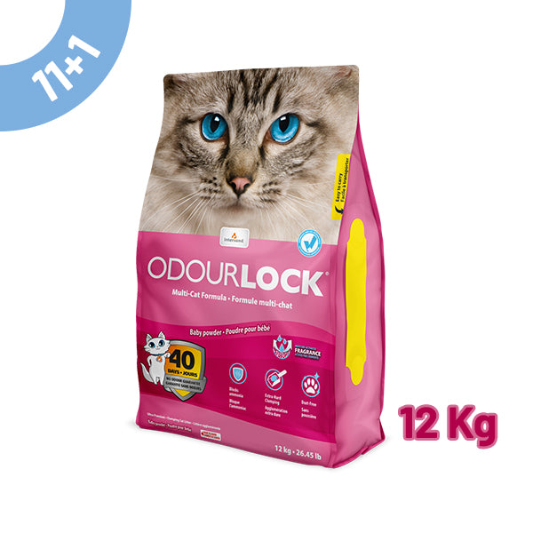 pack areia odourlock "baby powder" 12kg - 11+1 oferta