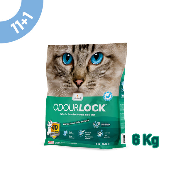 pack areia odourlock "calming breeze" 6kg - 11+1 oferta