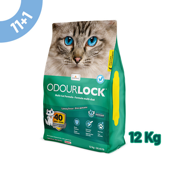 pack areia odourlock "calming breeze" 12kg - 11+1 oferta