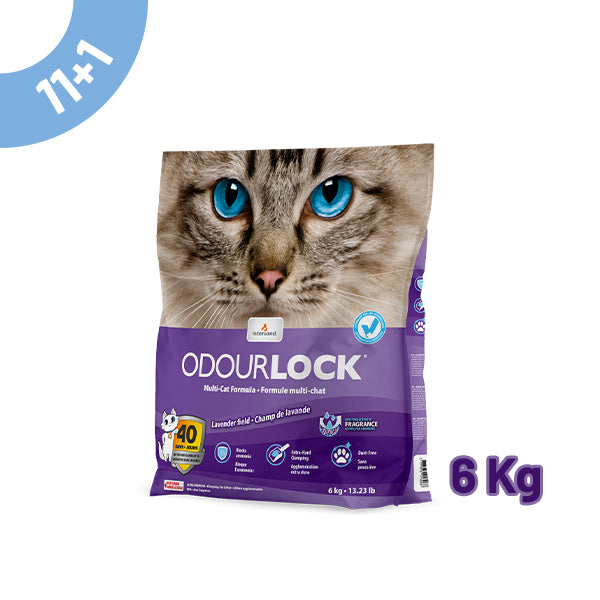 pack areia odourlock "lavender field" 6kg - 11+1 oferta