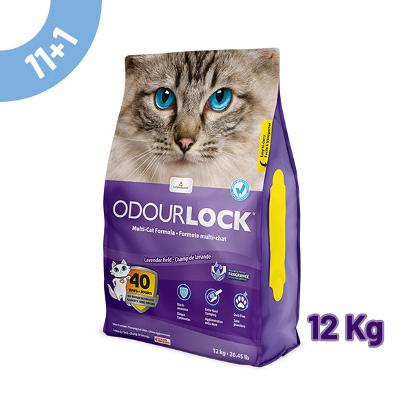 pack areia odourlock "lavender field" 12kg - 11+1 oferta