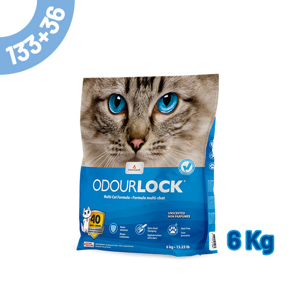 pack areia odourlock "unscented" 6kg - 133+36 oferta