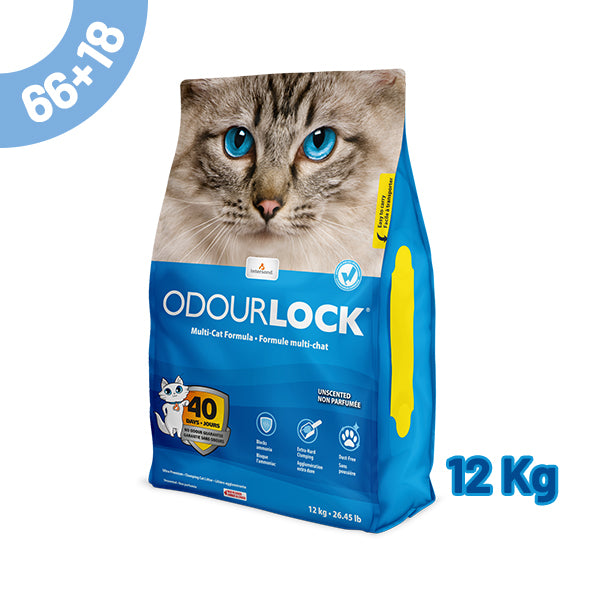 pack areia odourlock "unscented" 12kg - 66+18 oferta