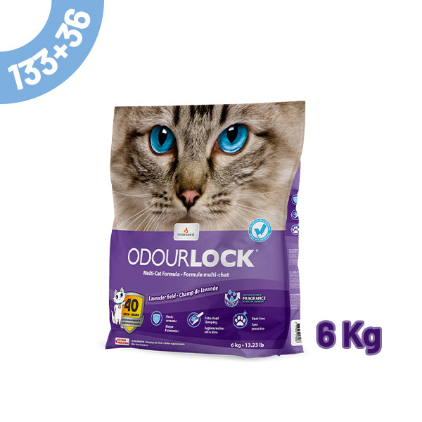 pack areia odourlock "lavender field" 6kg - 133+36 oferta