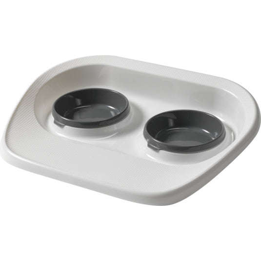 tabuleiro c/ comedouros "tidy diner" - 2x300ml / 42,6x31,6x8,3 cm - grey white