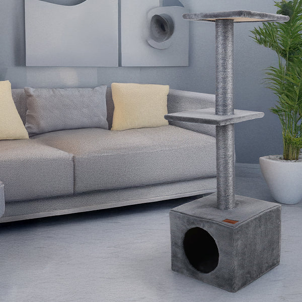 pawppin' - arranhador "tower" - 30x30x95 cm - cinza